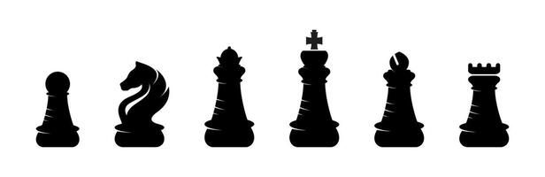 Chess flat silhouette icon set. Chess figures icons. vector