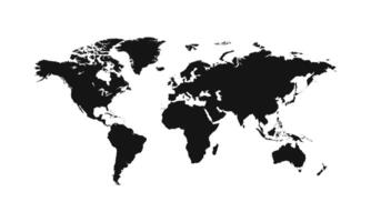 Worldmap flat silhouette. World map black illustration. vector
