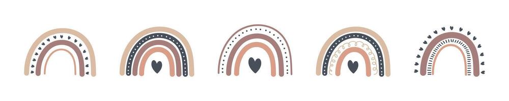 Rainbow pastel style ornate set. vector