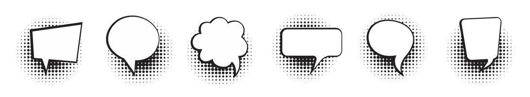 Speechbubble vintage pop art style. Speech bubbles on halftone pattern. vector