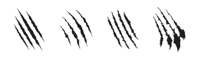 Claw mark silhouette set. Claws beast ripped marks. vector