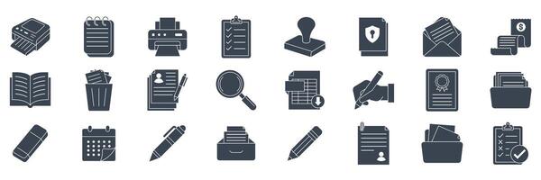 document icons set, Included icons as Book, Calendar, Report, Invoice and more symbols collection, logo isolated illustration vector