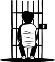 Prisoner Behind Bars. vector