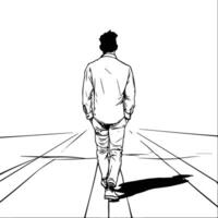 Man walking away into the distance. vector