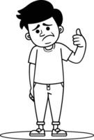 Man Giving Thumbs Up While Frowning. vector