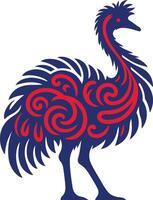 Emu with Australia flag color vector