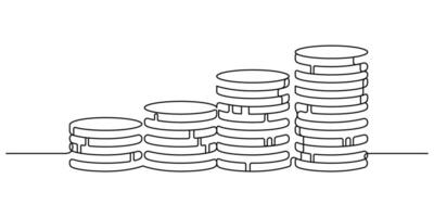 coins stack wealth saving and investment one line vector