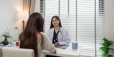 Friendly Doctor Consult with Patient in Modern Medical Office Setting for Health Checkup and Advice photo