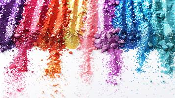 color glitters in white background photo