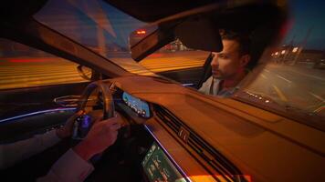 Experience the advanced hightech driver feature of an autonomous vehicle during nighttime driving video