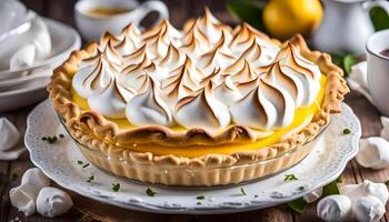 Lemon pie with meringue photo