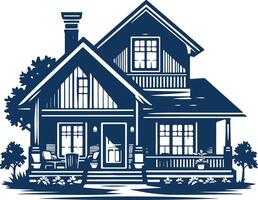 Elegant and Bold Black Silhouette of a Quaint Simple House vector