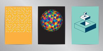 Geometric cover design background set A4 format. Background op-art abstract. Flyer, presentation, brochure, banner, poster design vector
