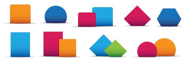3D geometric shapes to put information with text. Colorful shapes with shadow. illustration. vector