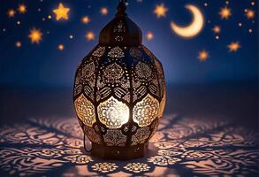 Ethereal Ramadan Lantern Illuminating the Night photo