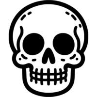 Human skull front view in monochrome. Simple minimalistic icon in black ink drawing on white background vector