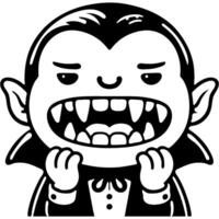 Laughing vampire with sharp teeth in monochrome. Simple minimalistic in black ink drawing on white background vector