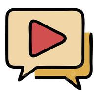 a play button in a speech bubble vector