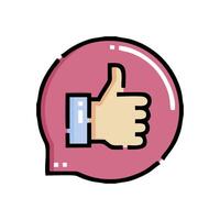 thumbs up icon in pink bubble with thumb up vector