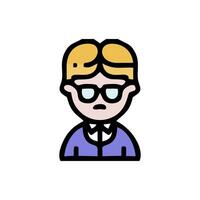 a man with glasses and a tie is shown in a flat style vector