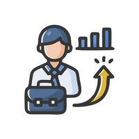 businessman with briefcase and arrow icon vector