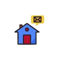 a house with an envelope and a mail icon vector
