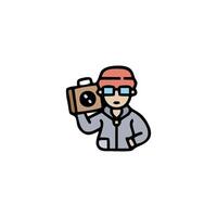 a man with a camera in his hand vector