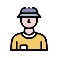 a man wearing a hat and a yellow shirt vector