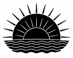 sunrise over the sea icon and print design vector