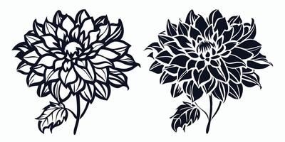 two black and white flowers are shown in the same style vector