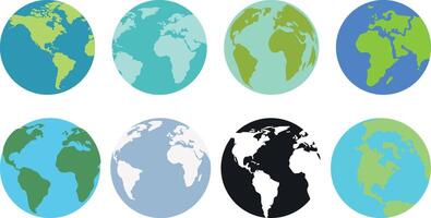 Earth globe icon set collection vector