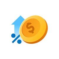 increase in money, prices, income or profits concept illustration flat design. simple modern graphic element for ui, infographic, icon vector