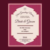 Indian Wedding Invitation Template Layout With Event Details In Pink Color vector