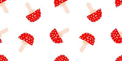 Seamless Pattern with Fly Agarics on a White Background for Textile, Fabric, Wrapping Paper vector