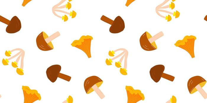 sin costura modelo con diferente comestible hongos en un blanco antecedentes para textil, tela, envase papel vector