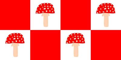 Checkered Seamless Pattern with Fly Agarics, for Textile, Fabric, Wrapping Paper vector