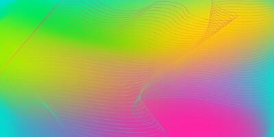 Curved Lines with a Gradient Transition Pink Yellow Blue on a Colored Background vector