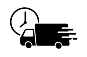 Shipping fast delivery truck with clock icon symbol, Pictogram flat design for apps and websites vector