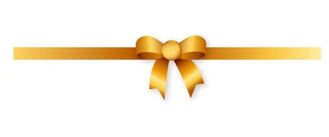 Gold Bow and Ribbon Horizontal Realistic shiny satin with shadow horizontal ribbon for decorate your wedding vector