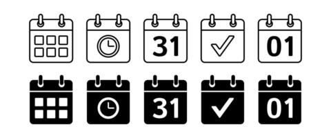 calendar icon set, appointment schedule. time management symbol design isolated on white background. vector