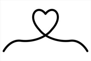 Heart continuous one line art drawing color shape Love sign outline art illustration vector