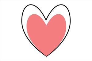 Heart continuous one line art drawing color shape Love sign outline art illustration vector