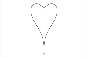 Heart continuous one line art drawing color shape Love sign outline art illustration vector
