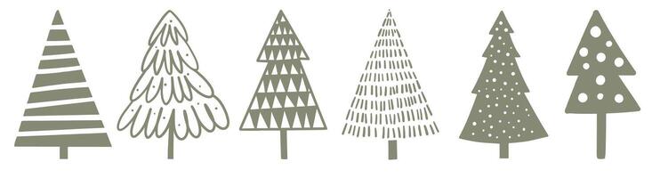 minimal boho Christmas tree with stripes. vector