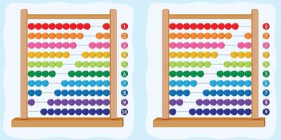 Abacus in Rainbow Color with Different Numbers 1 to 10 and 0 to 9 vector