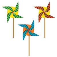 Three Different Color Windmill Paper Toy Firki vector