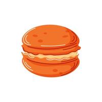 Pumpkin orange dessert macaroon in cartoon style. Autumn design for bakery, cafe menu. illustration isolated on a white background. vector
