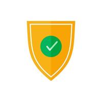 Shield with check mark icon. Tick mark approved with shield. approve sign. Strong protection. Security shield protected illustration. vector