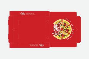 Pizza Box Design, Pizza Packaging Design, Pizza Box Design Template, Pizza Box Die Cut Line, Ready For Print. vector