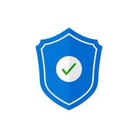 Tick mark approved with shield icon. Protection icon protecting shield with green checkmark confirming security. For website design, logo, app, template, ui, etc. vector